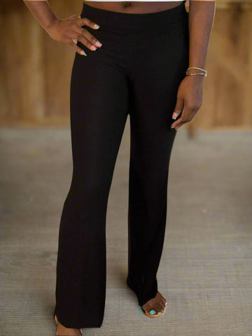 Camouflage Fold Over Waist Flare Legging Pants